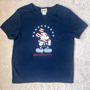 Vintage Walt Disney World Patriotic Mickey Mouse Tee Shirt Women Size XL